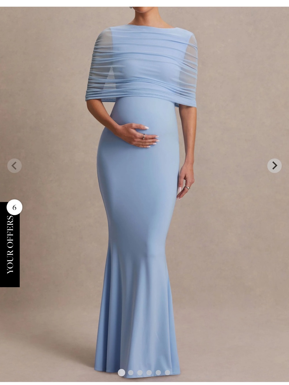 Zaria Light Blue Maternity Maxi Gown with Sheer Capelet - Picture 1 of 2
